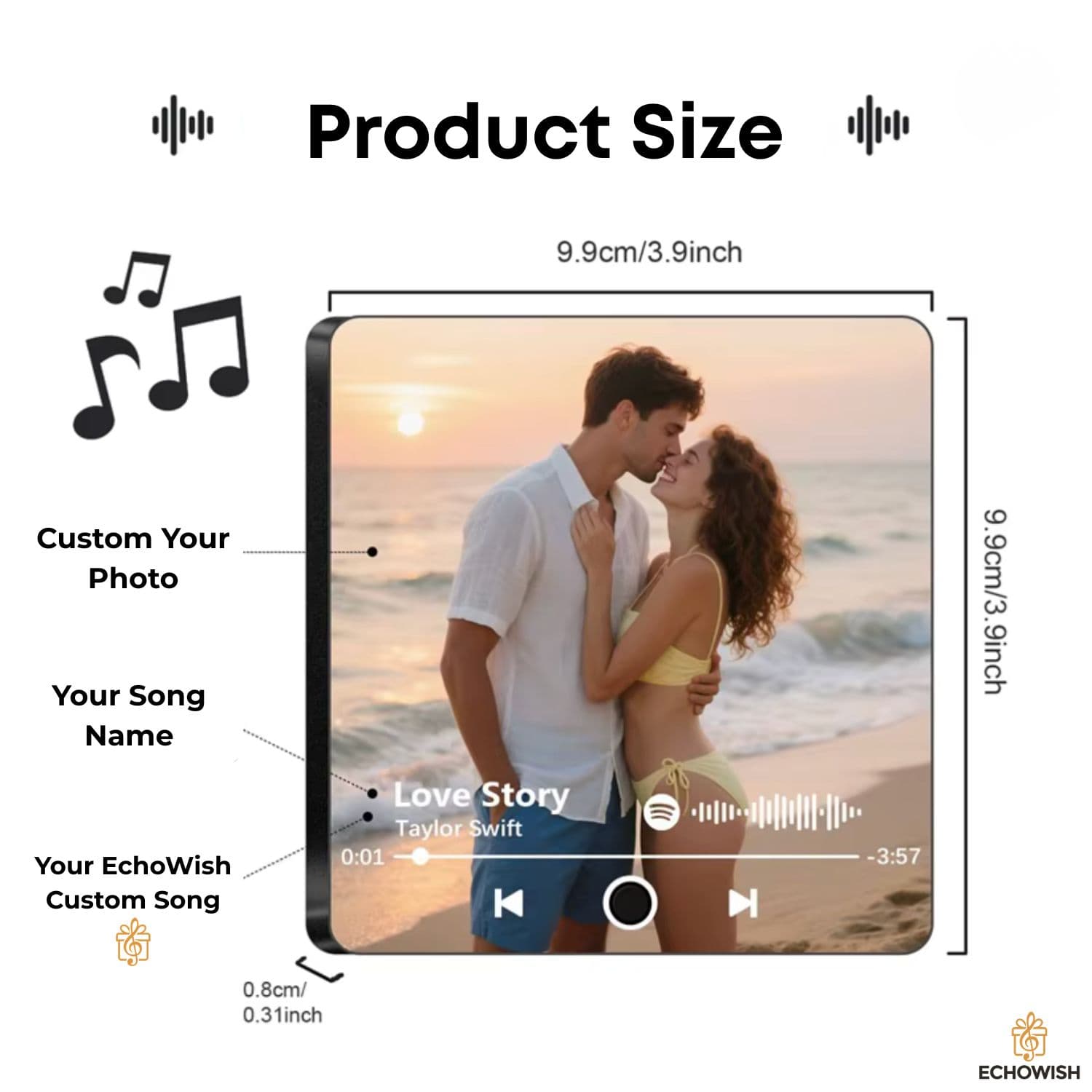 Keepsake magnet on a wooden surface