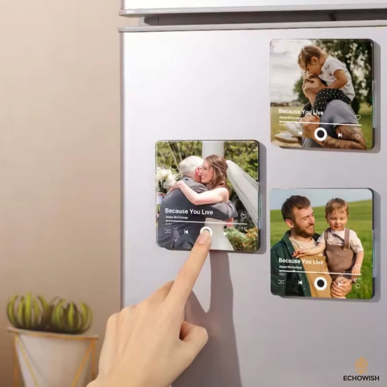 Close-up of the Keepsake magnet's photo print