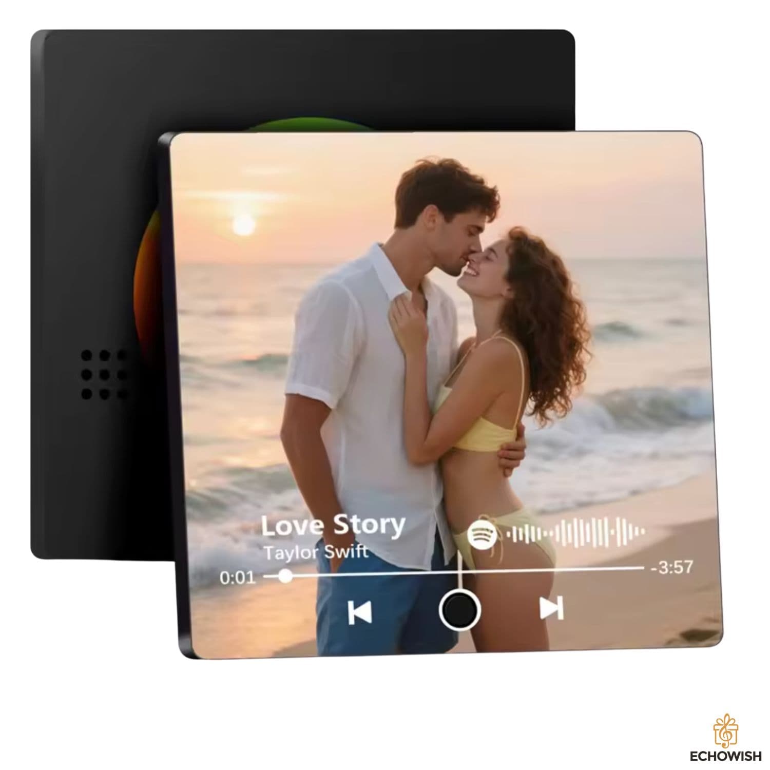 EchoWish Keepsake music magnet held in two hands